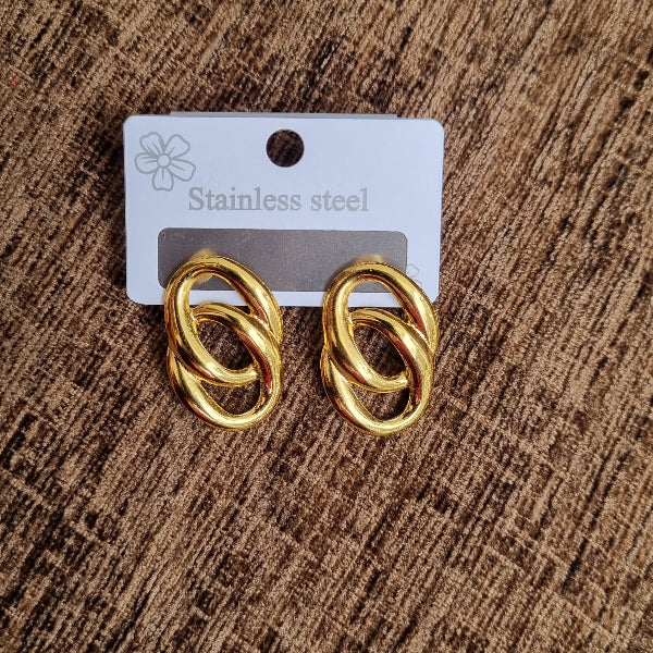 Gold Interlocked Knot Stud Earrings for Women
