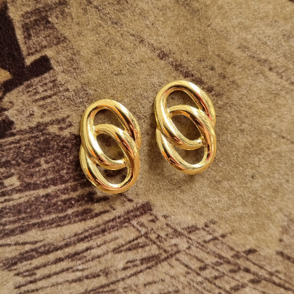 Gold Interlocked Knot Stud Earrings for Women
