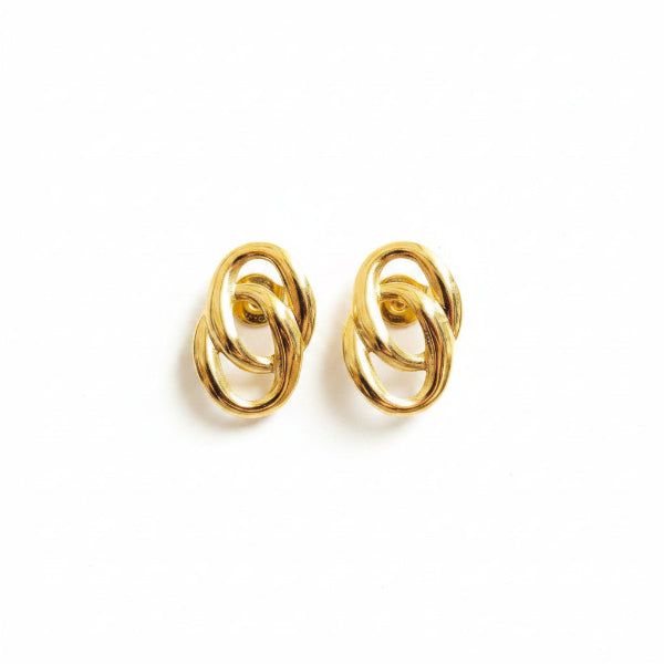 Gold Interlocked Knot Stud Earrings for Women
