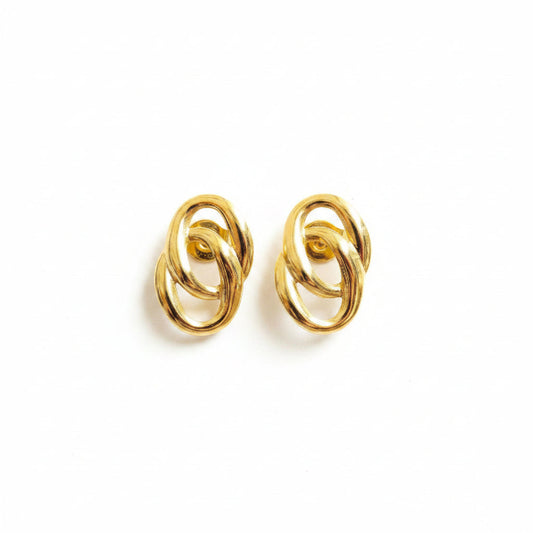 Gold Interlocked Knot Stud Earrings for Women
