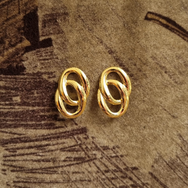 Gold Interlocked Knot Stud Earrings for Women