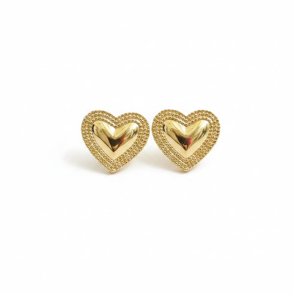 18K Gold Plated Double Layer Heart Stud Earrings for Women