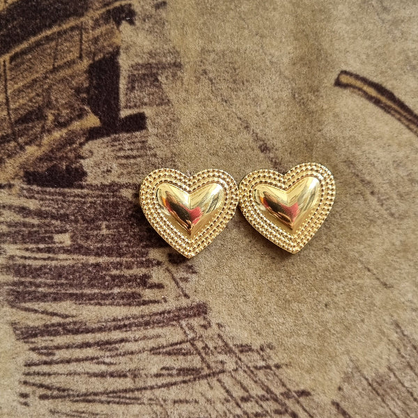 18K Gold Plated Double Layer Heart Stud Earrings for Women