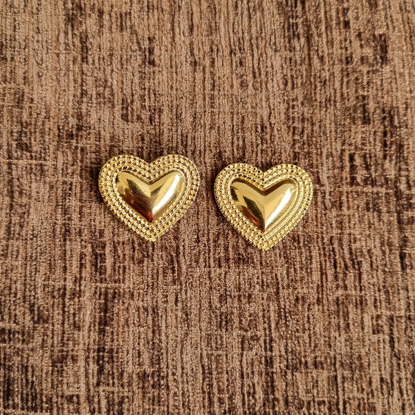 18K Gold Plated Double Layer Heart Stud Earrings for Women