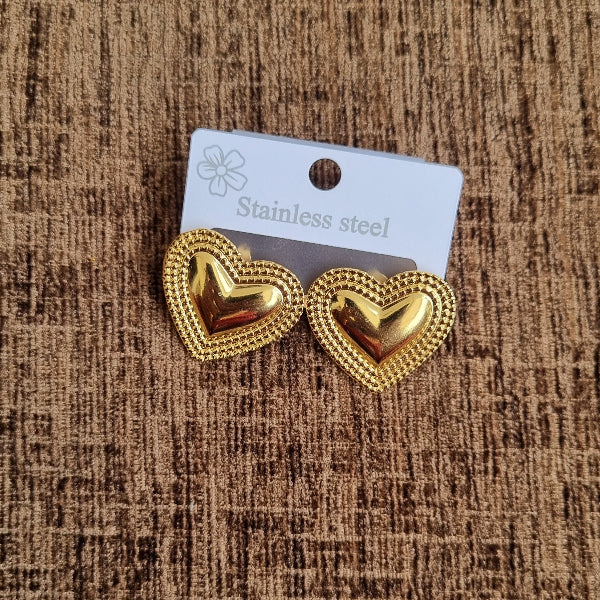 18K Gold Plated Double Layer Heart Stud Earrings for Women