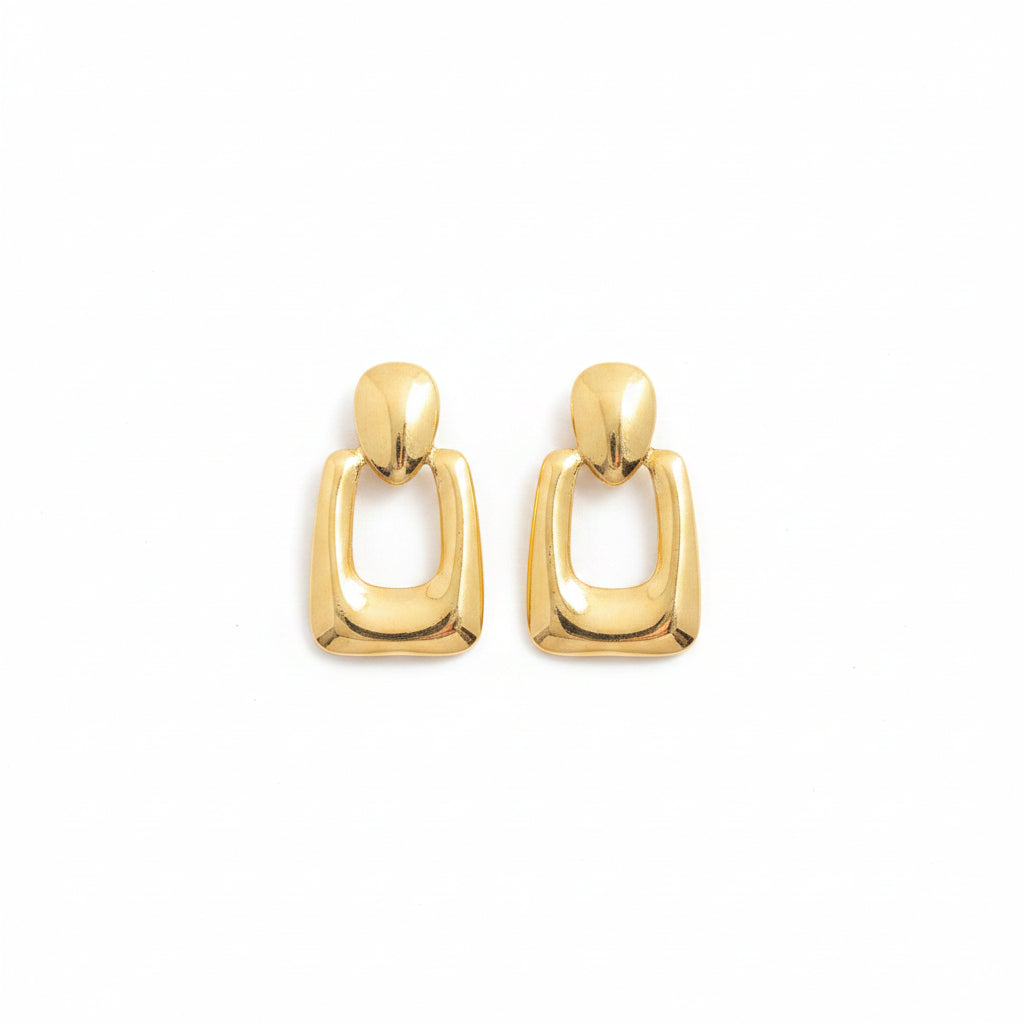 Gold Geometric Square Drop Earrings for Women
