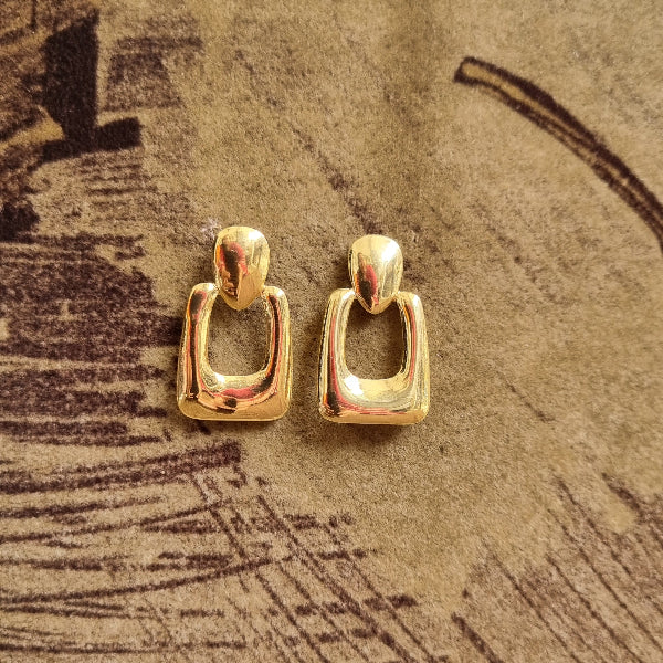 Gold Geometric Square Drop Earrings for Women