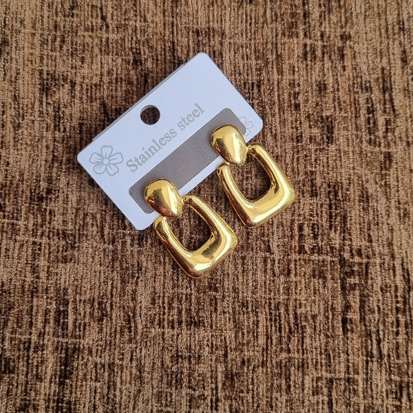 Gold Geometric Square Drop Earrings for Women