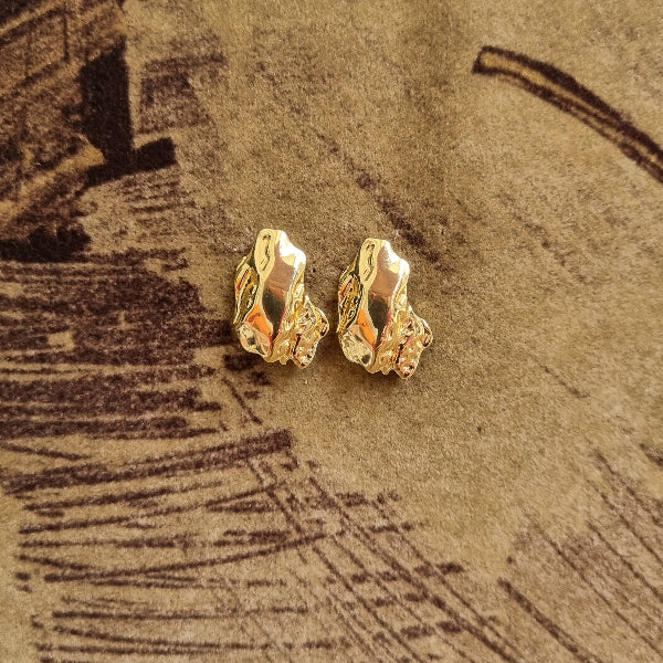 Gold Abstract Flame Stud Earrings for Women