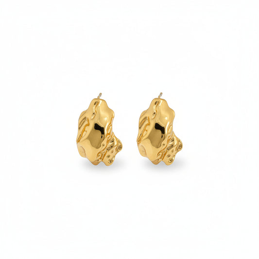 Gold Abstract Flame Stud Earrings for Women