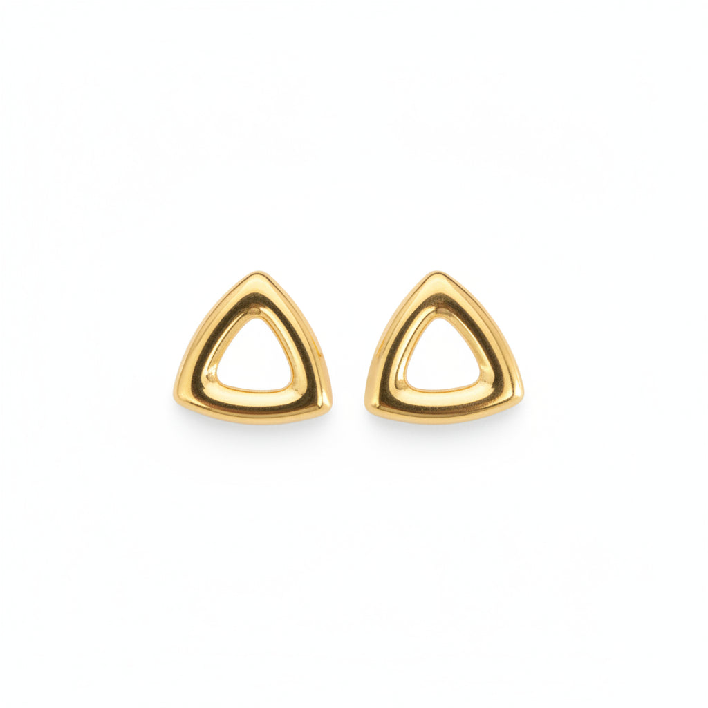 Gold Open Triangle Stud Earrings for Women