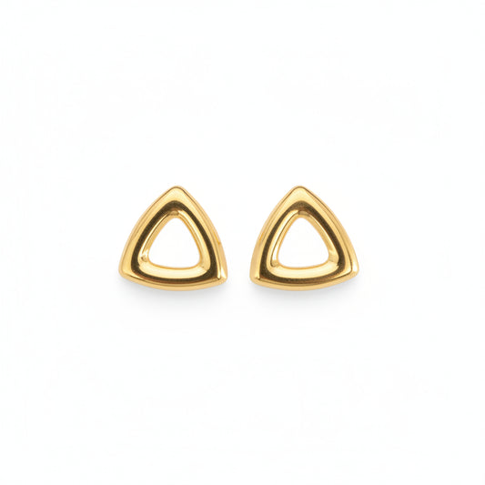 Gold Open Triangle Stud Earrings for Women