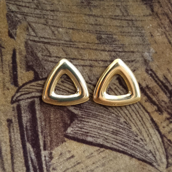 Gold Open Triangle Stud Earrings for Women