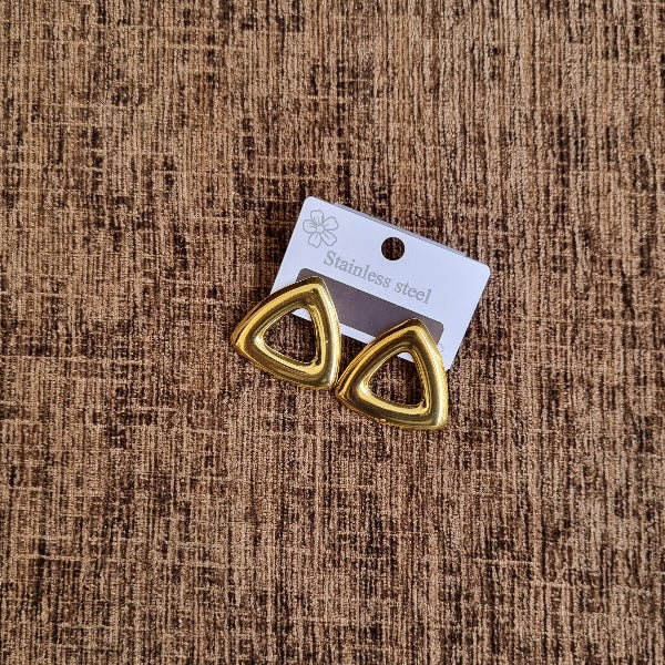 Gold Open Triangle Stud Earrings for Women