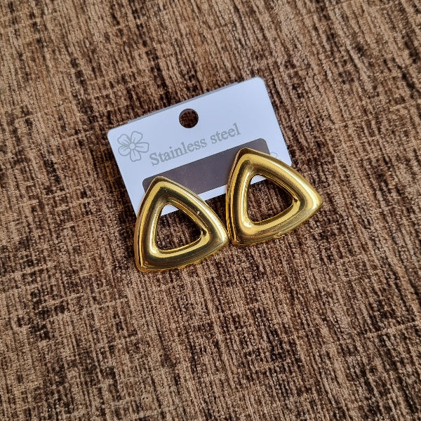 Gold Open Triangle Stud Earrings for Women