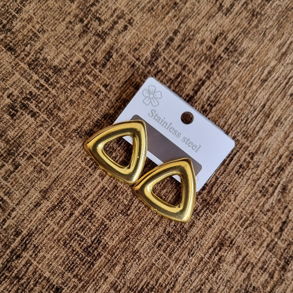 Gold Open Triangle Stud Earrings for Women