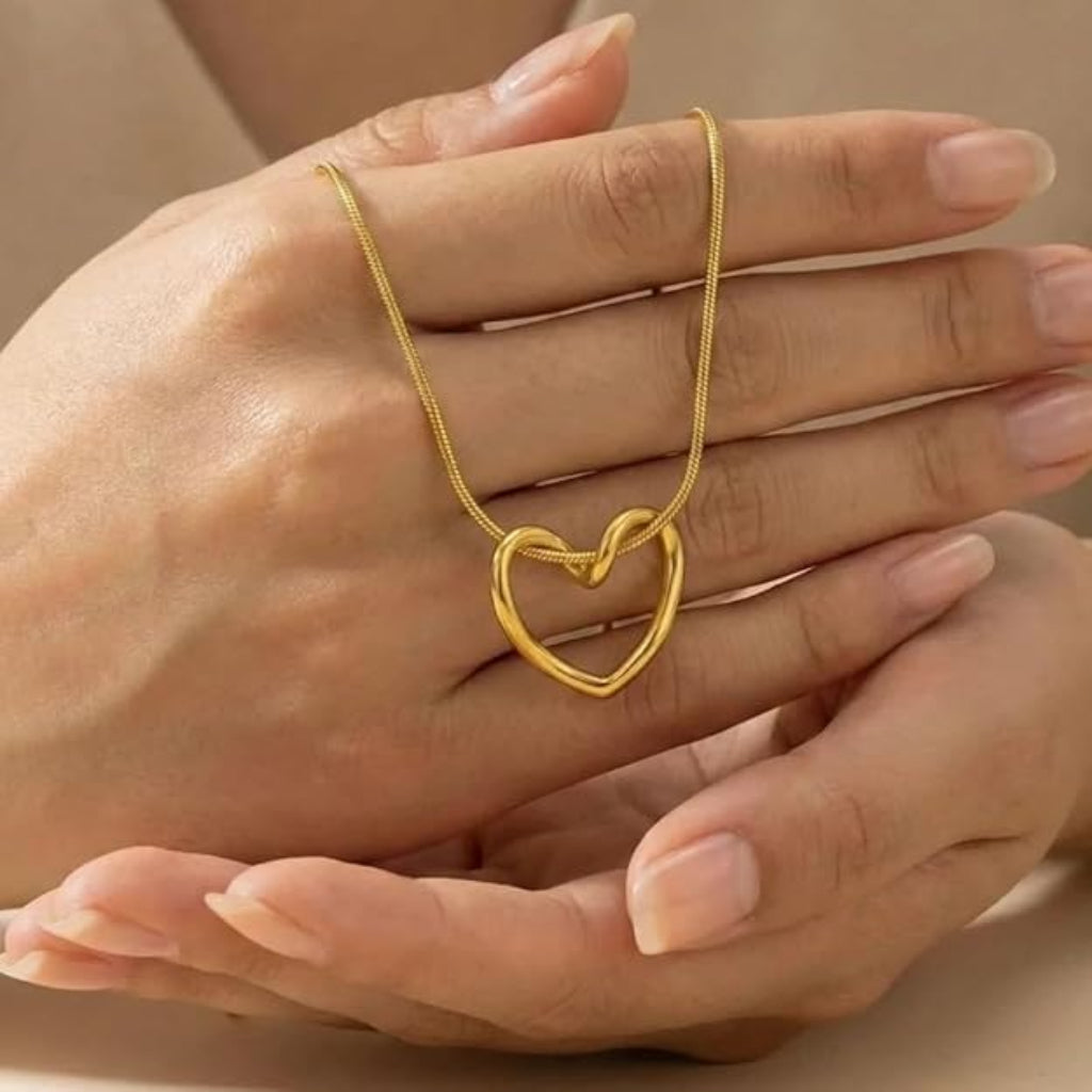 18K Gold Plated Heart Knot Chain Pendant for Women