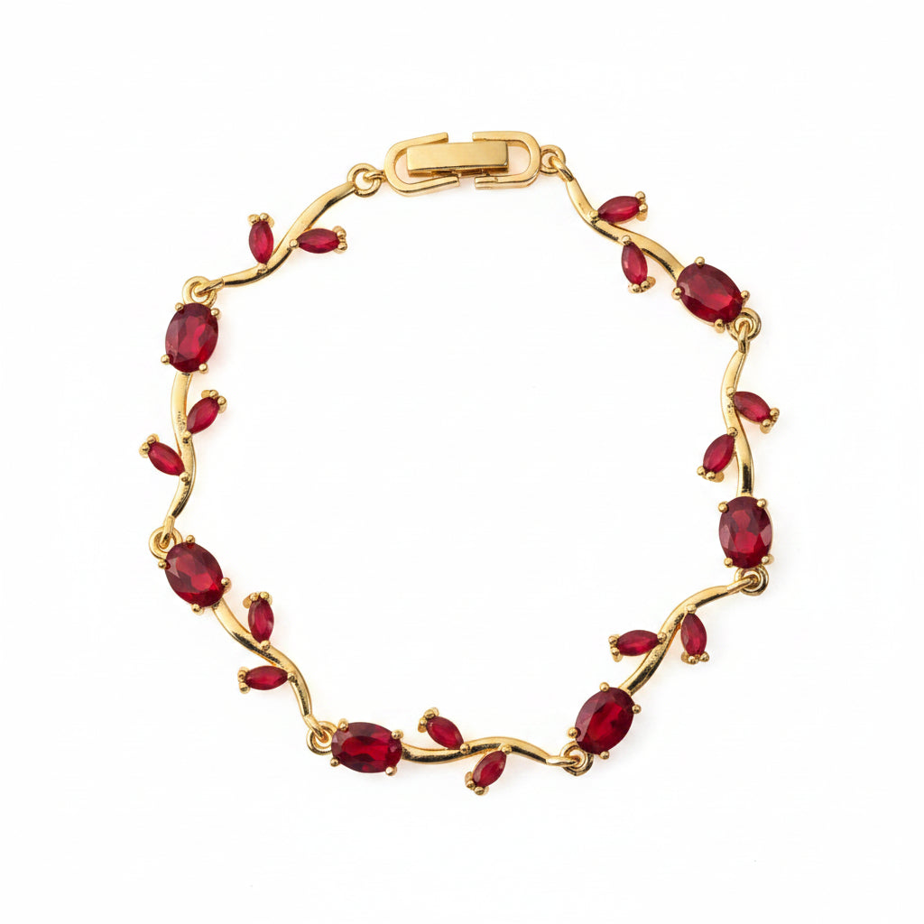 Rose Gold Pure Red Tulip Vine Bracelet for Women