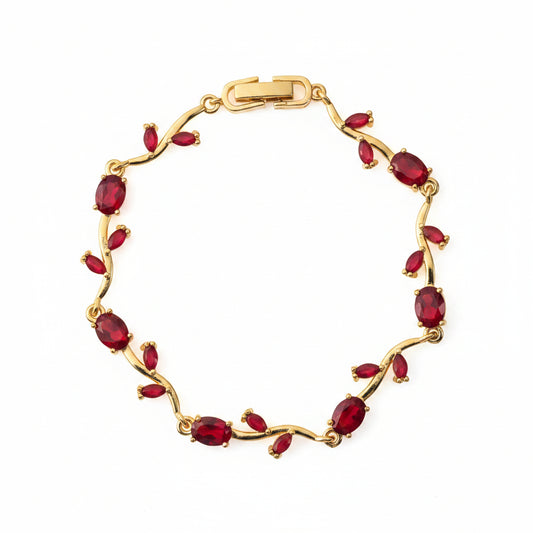 Rose Gold Pure Red Tulip Vine Bracelet for Women