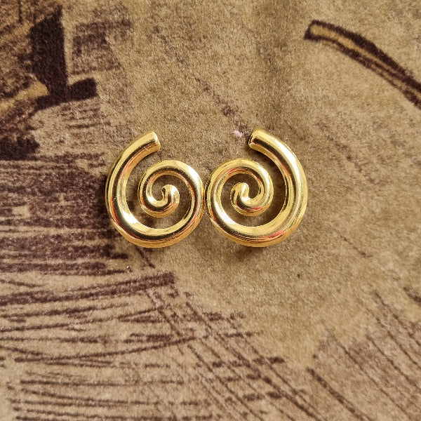 Chunky Spiral Gold Earrings