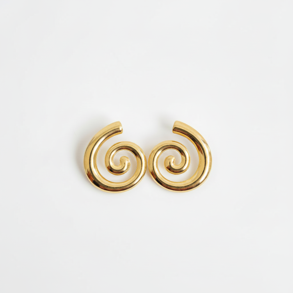 Chunky Spiral Gold Earrings