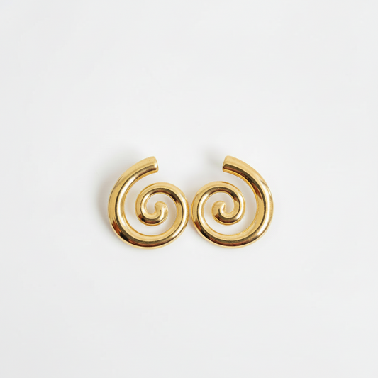 Chunky Spiral Gold Earrings