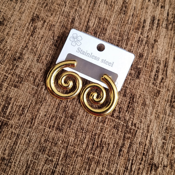Chunky Spiral Gold Earrings